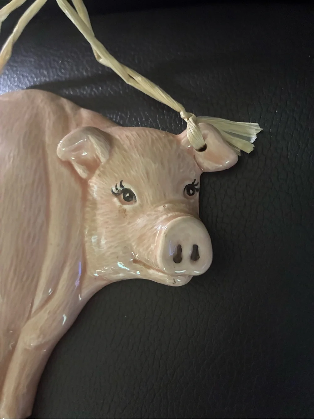 Vintage Handmade Country-Style Pink Ceramic Pig Wall Hanging - Home Wall Decor